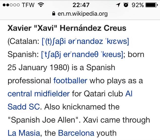 Xavi wikipedia entry