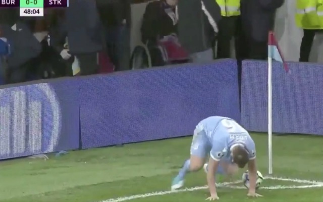 Charlie Adam handballs corner