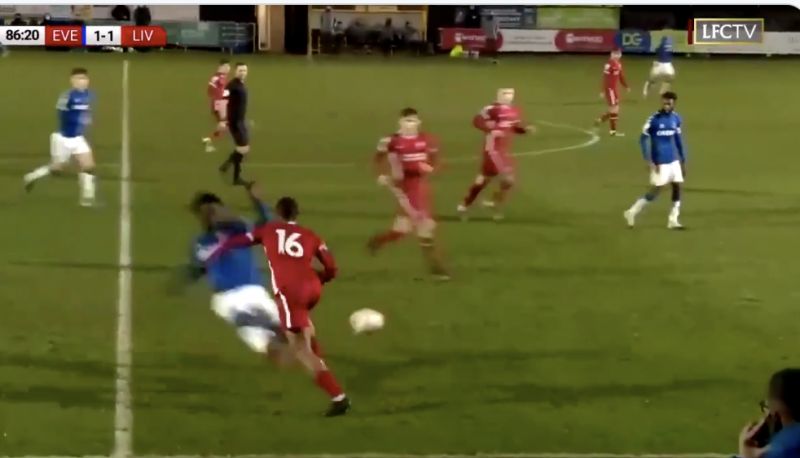 (Video) Wow: Everton U23 sent off for absolute horror-tackle v Liverpool last night