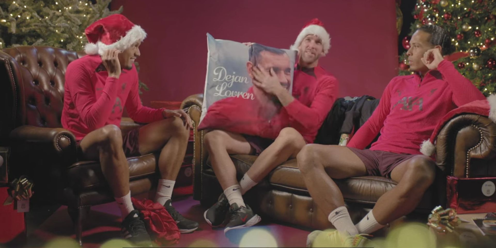 (Video) “I wouldn’t be happy if I got this” – van Dijk on the personalised Lovren cushion
