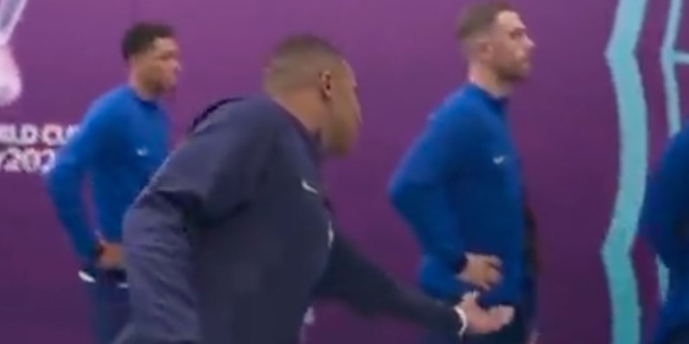 (Video) Henderson appears to snub Mbappe handshake moments before England’s clash with France