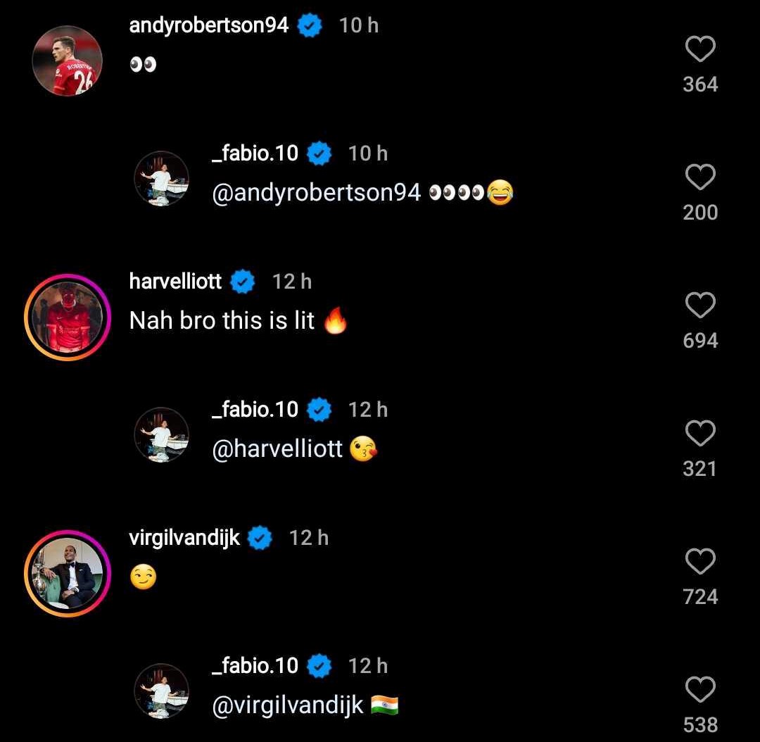 Carvalho, Robertson, Elliott, van Dijk Carvalho, Robertson, Elliott, van Dijk