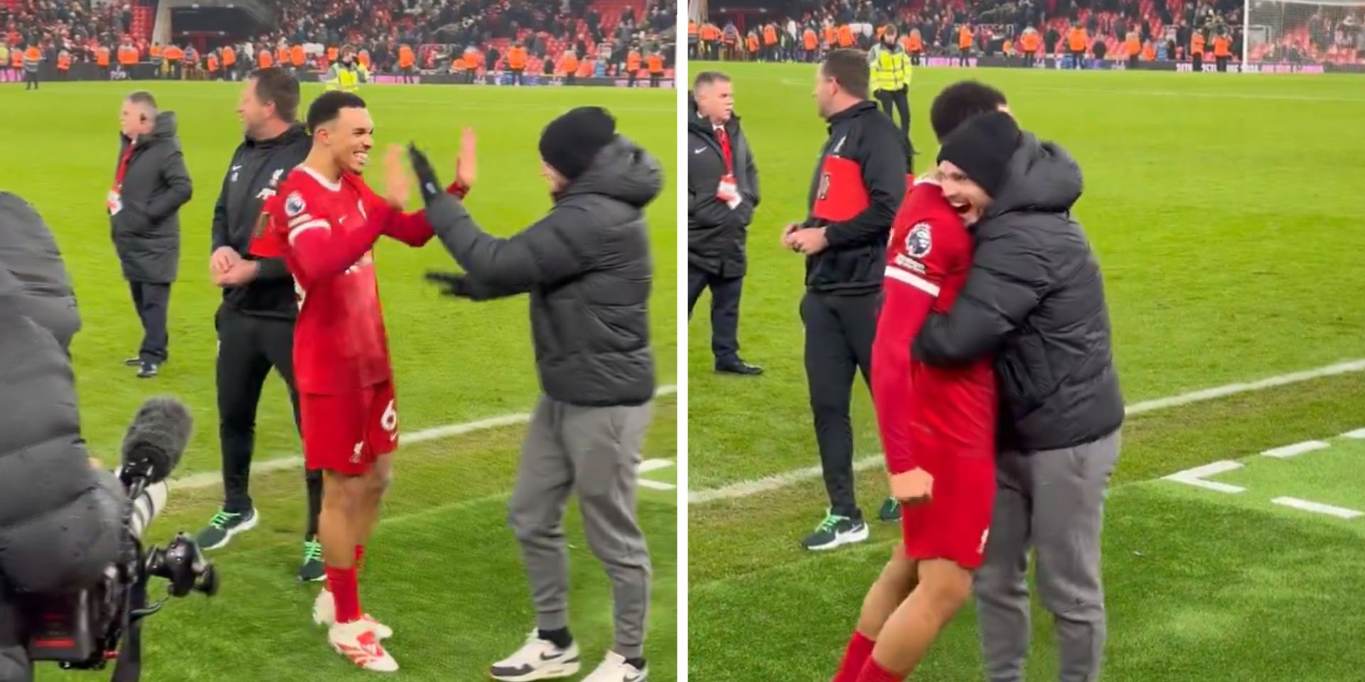 (Video) Andy Robertson is every Liverpool fan as he greets Trent at FT