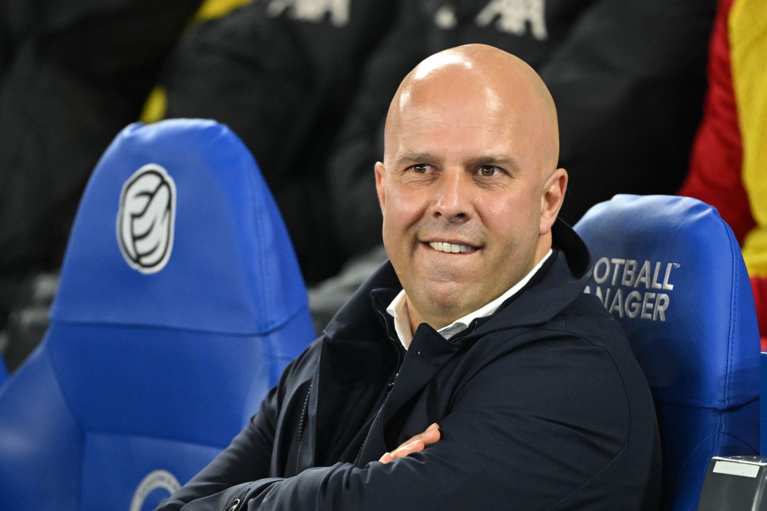 Arne Slot watches his Liverpool team against Brighton