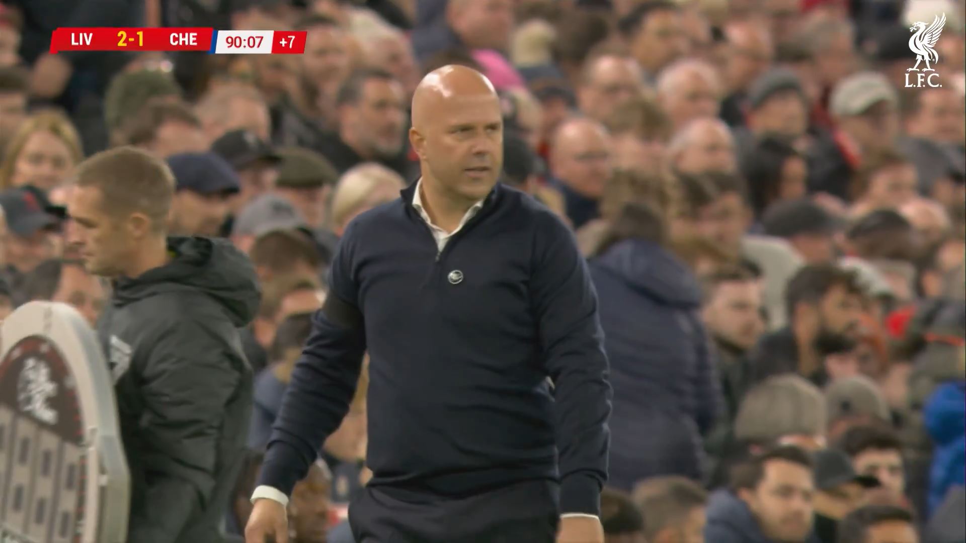 Slot's reaction to added time against Chelsea Slot's reaction to added time against Chelsea
