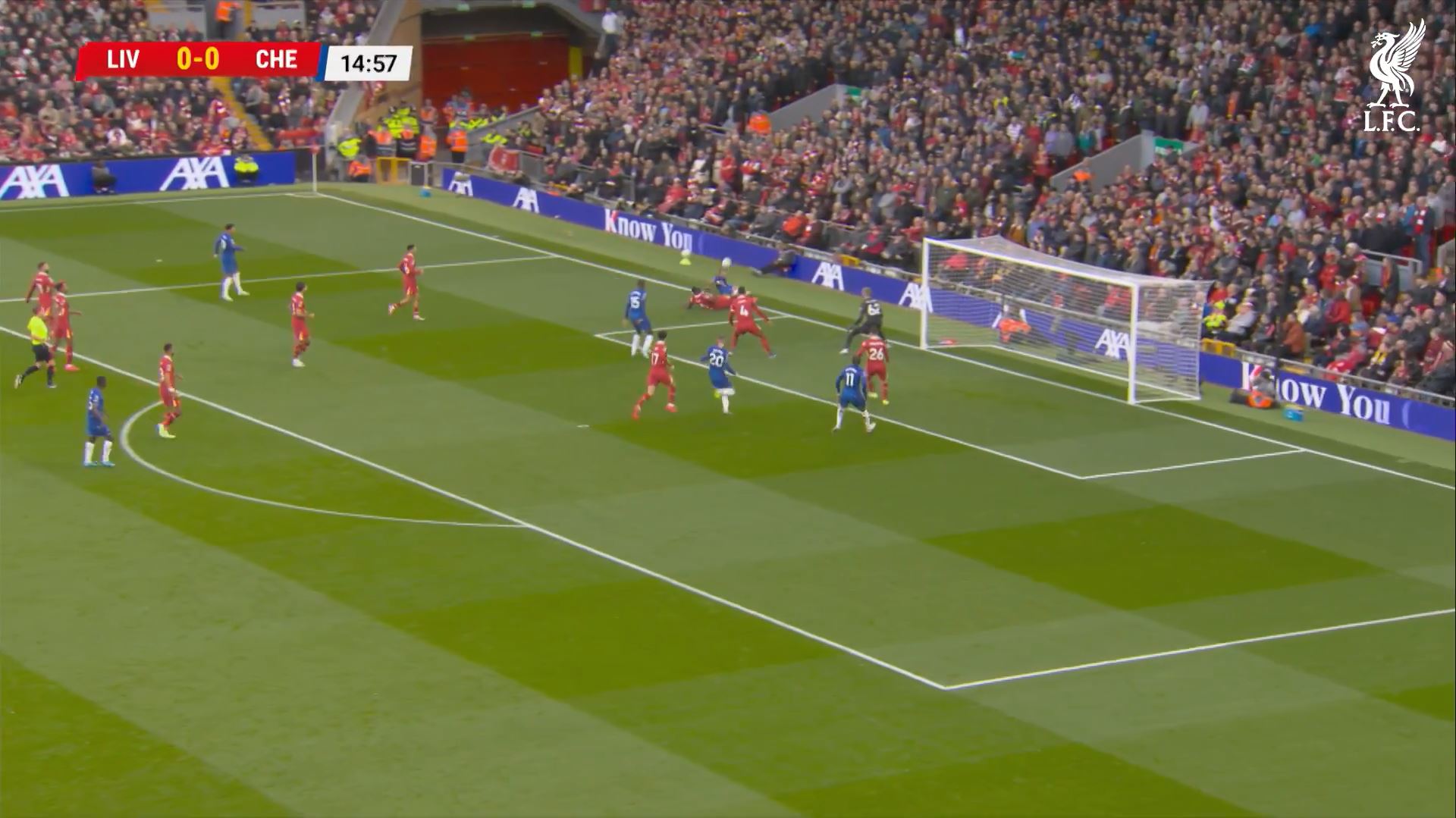 Ibou Konate blocks Malo Gusto cross for Chelsea