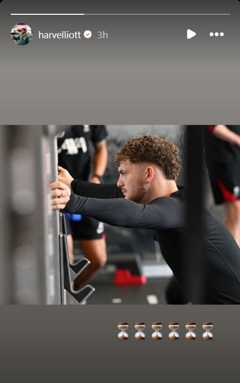 Harvey Elliott is back in training for Liverpool as he nears his return from injury