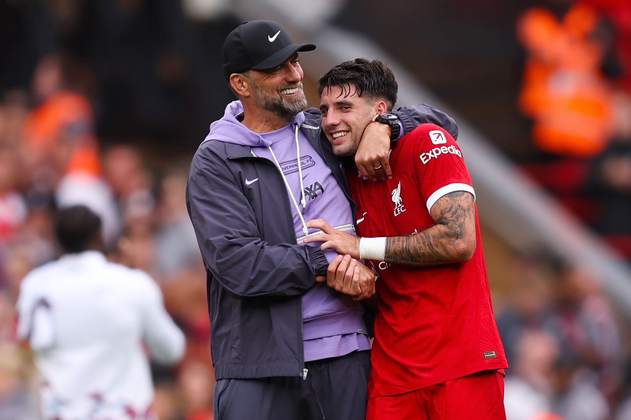 Dominik Szoboszlai shares hug with Jurgen Klopp