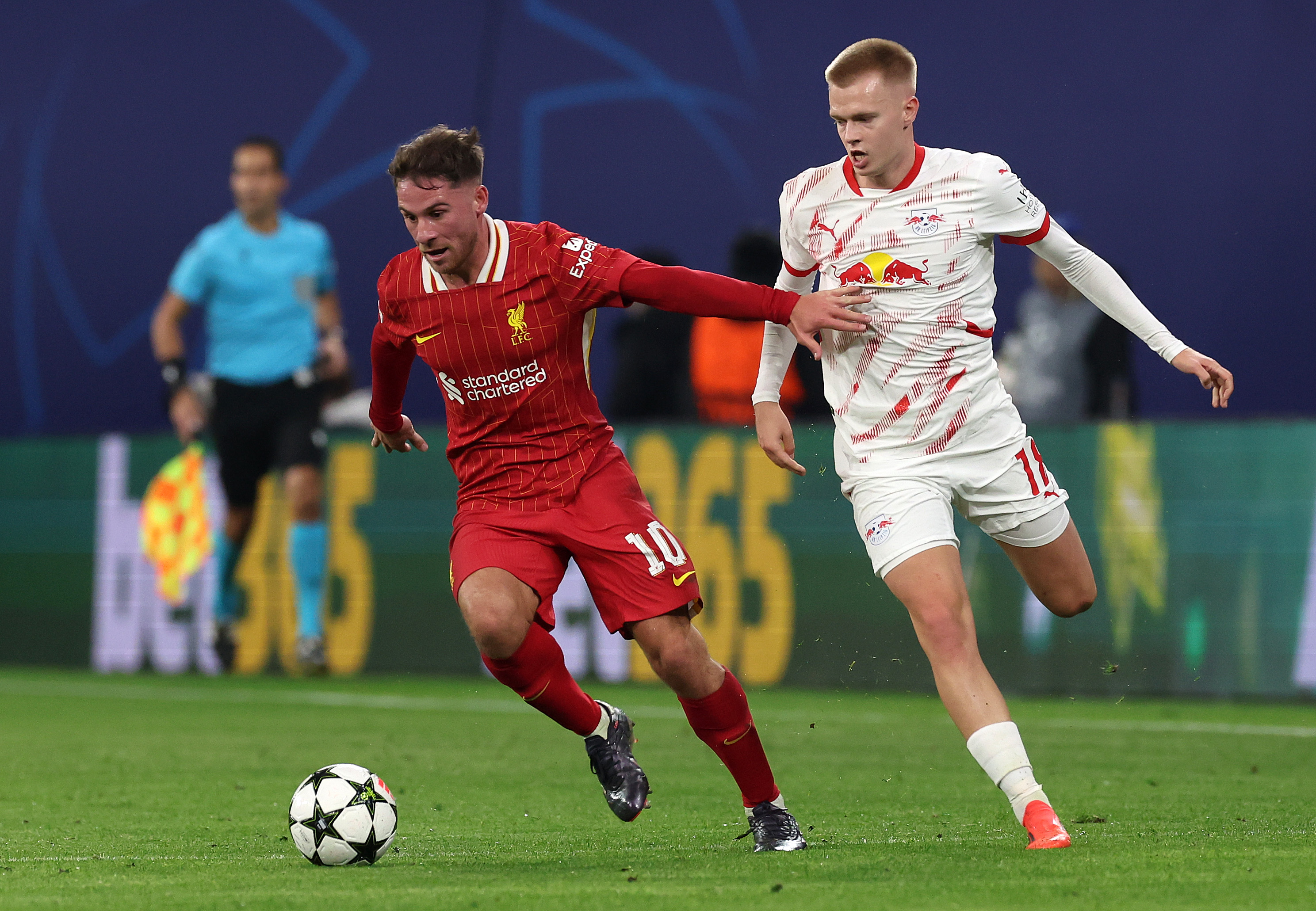 Alexis Mac Allister was harshly booked against RB Leipzig