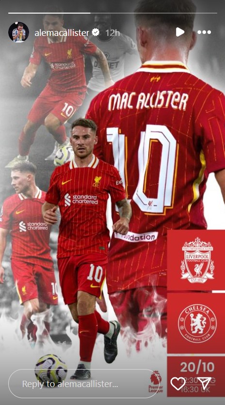 Alexis Mac Allister has teased the possibility of his involvement for Liverpool against Chelsea
