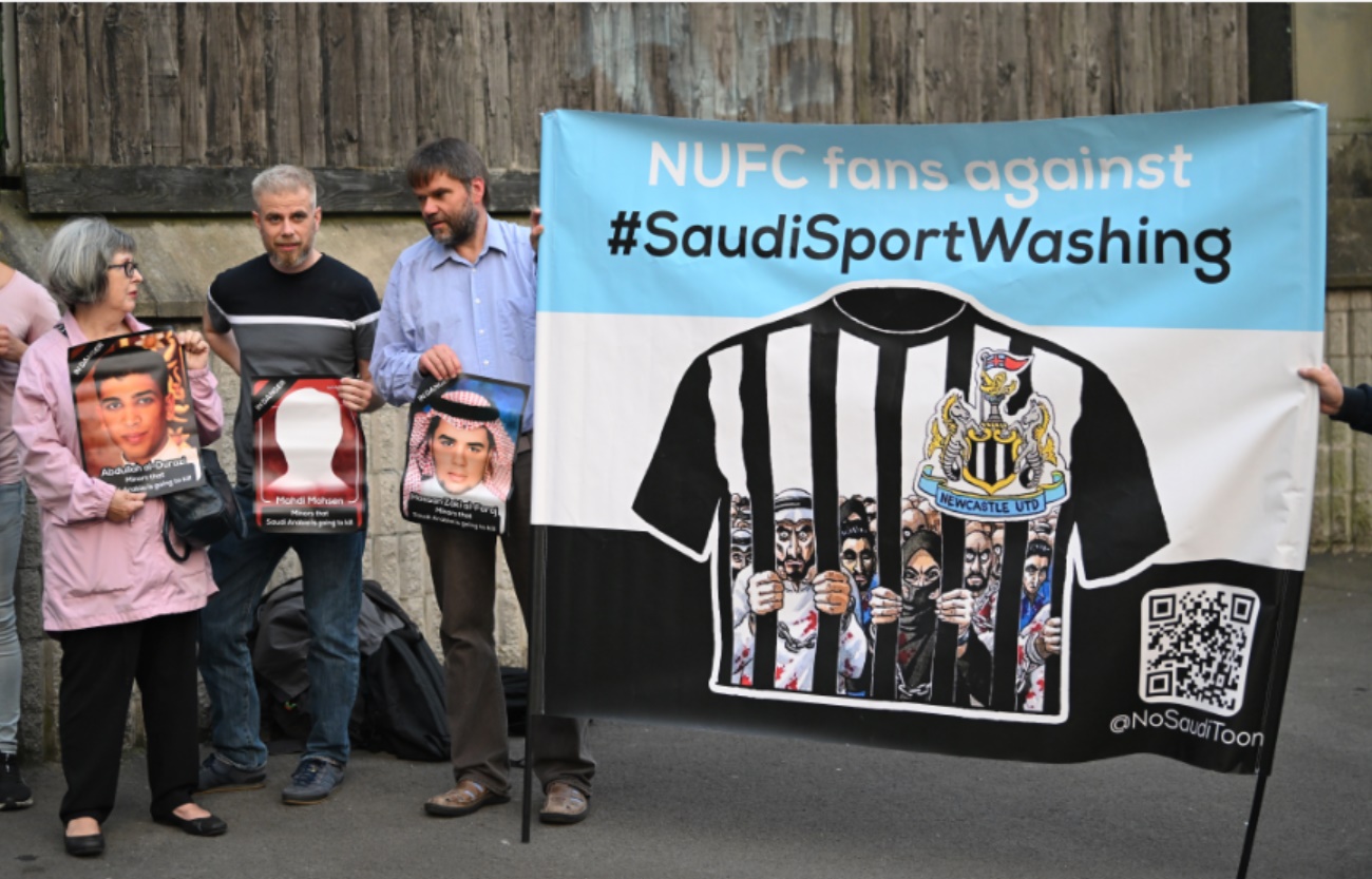 Newcastle fans object to 'sportswashing' from the Saudi state