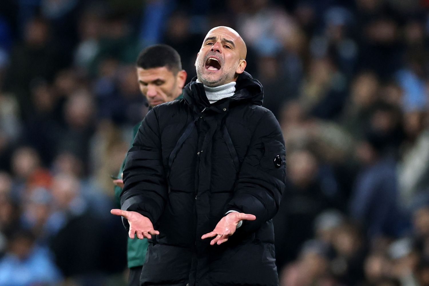 Pep Guardiola watches Manchester City in anguish