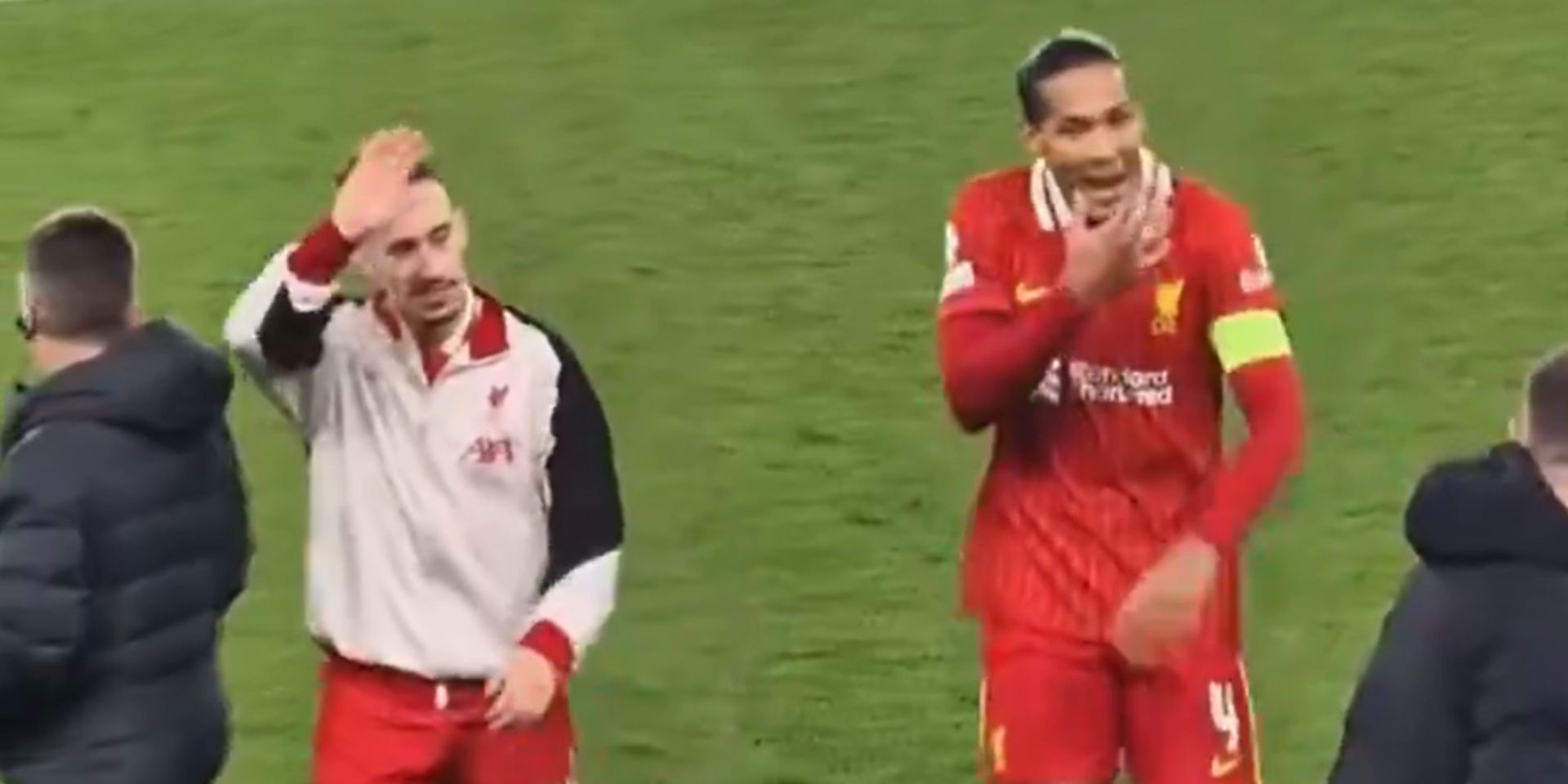 Virgil van Dijk tells Luis Diaz to smile