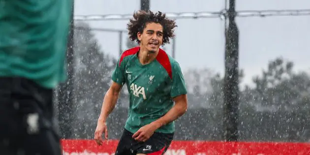 Jayden Danns trains for Liverpool