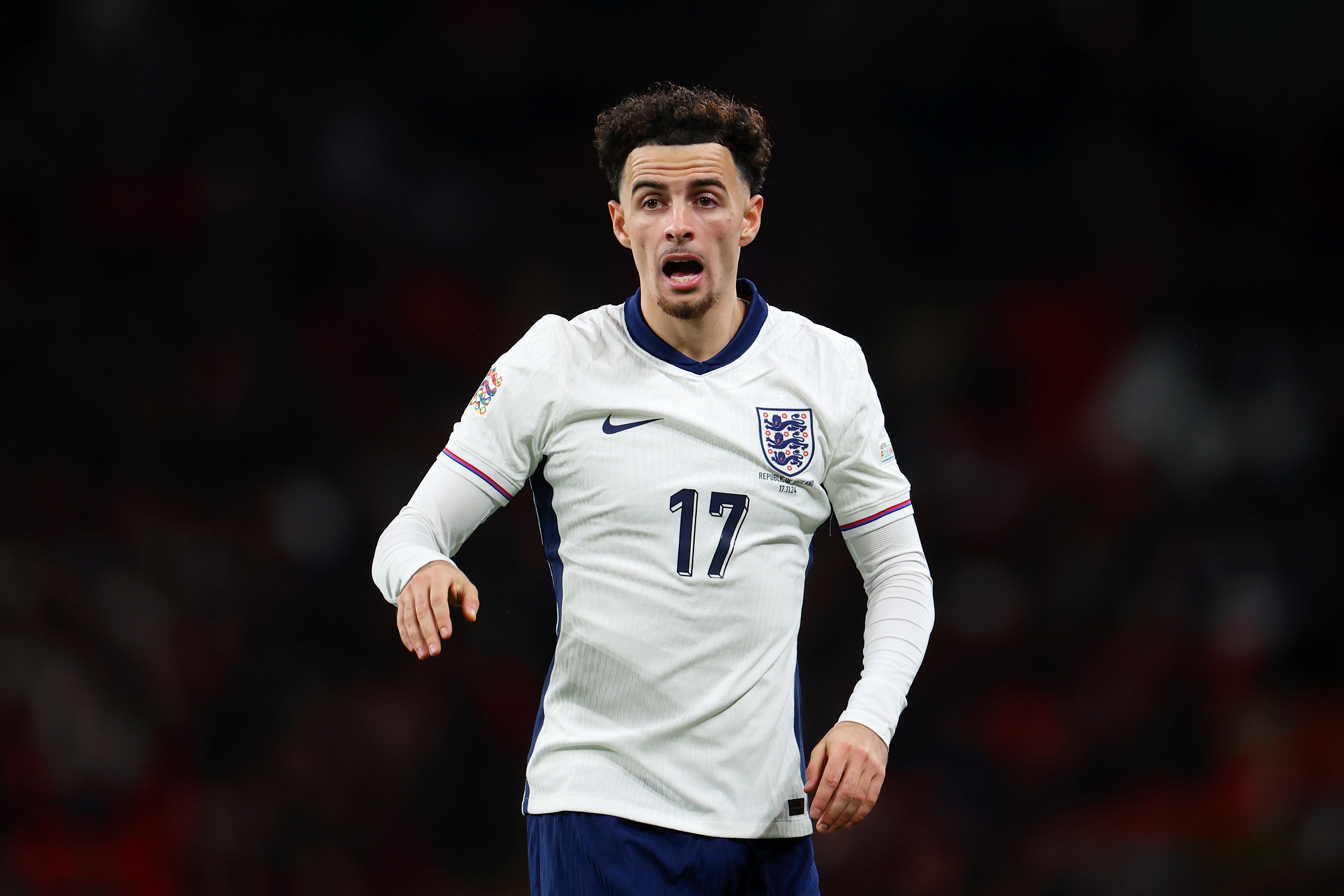 Liverpool midfielder Curtis Jones in action for England during the international break.