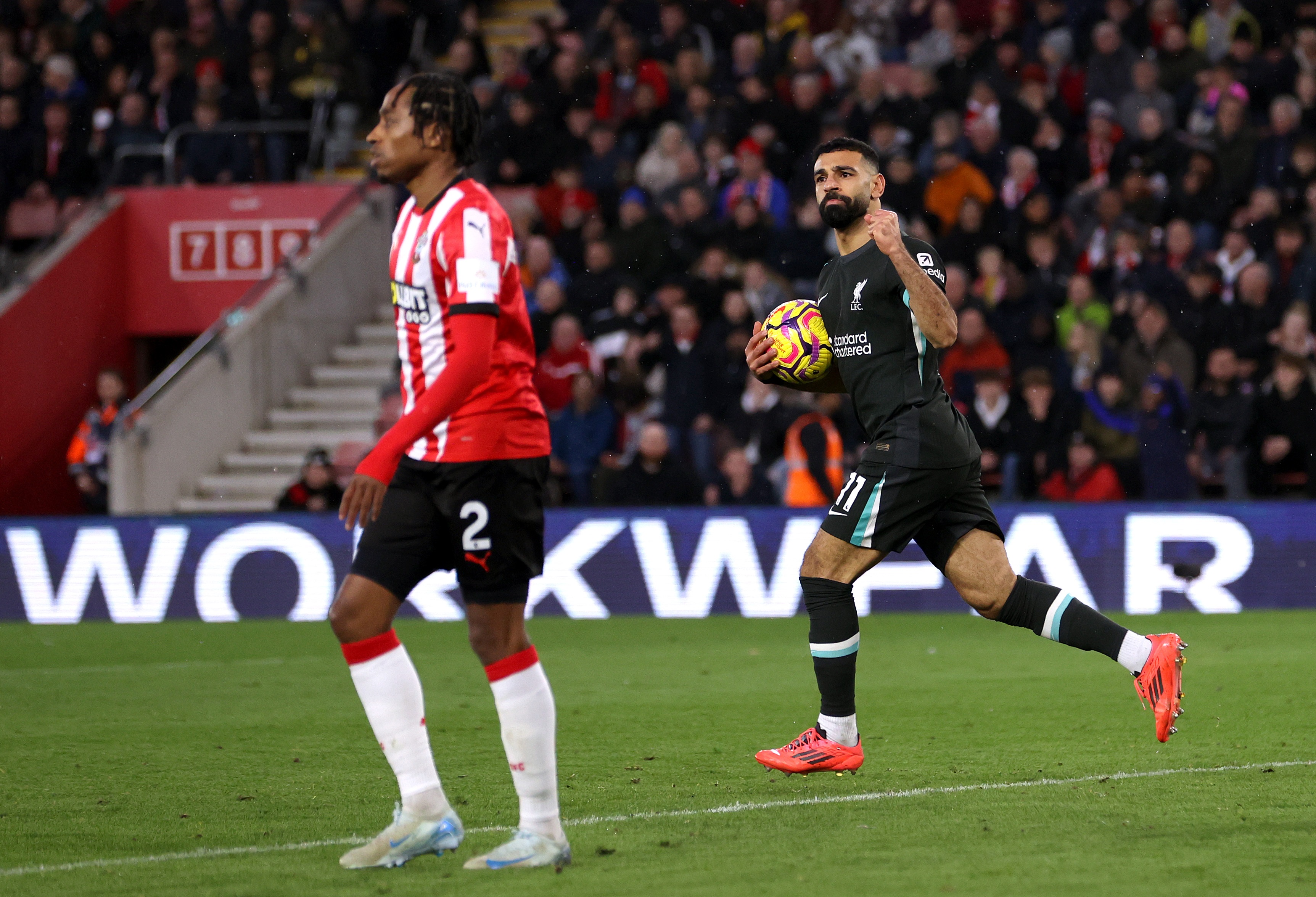 Mo Salah scores against Premier League side Southampton.