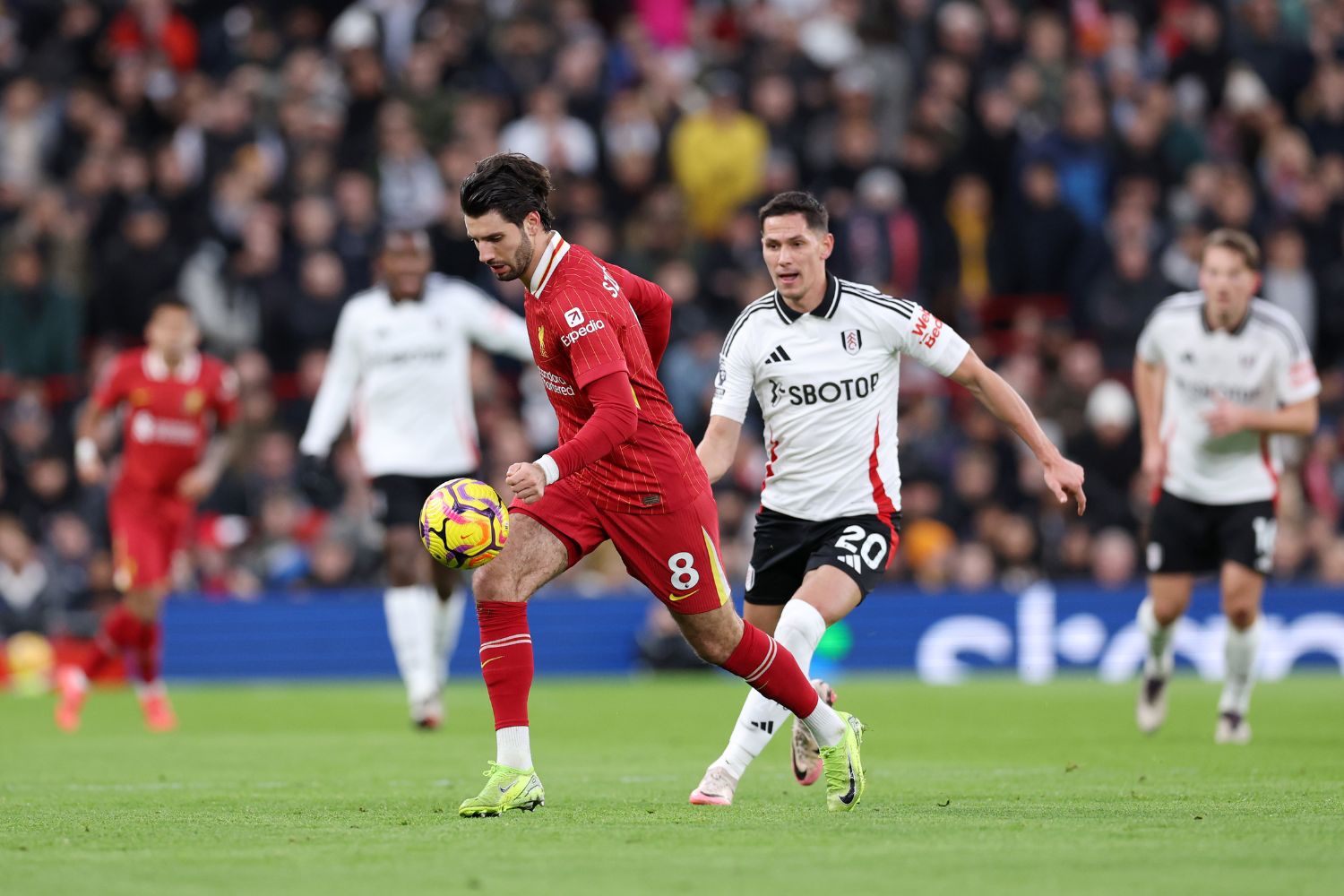 Dominik Szoboszlai plays for Liverpool against Fulham