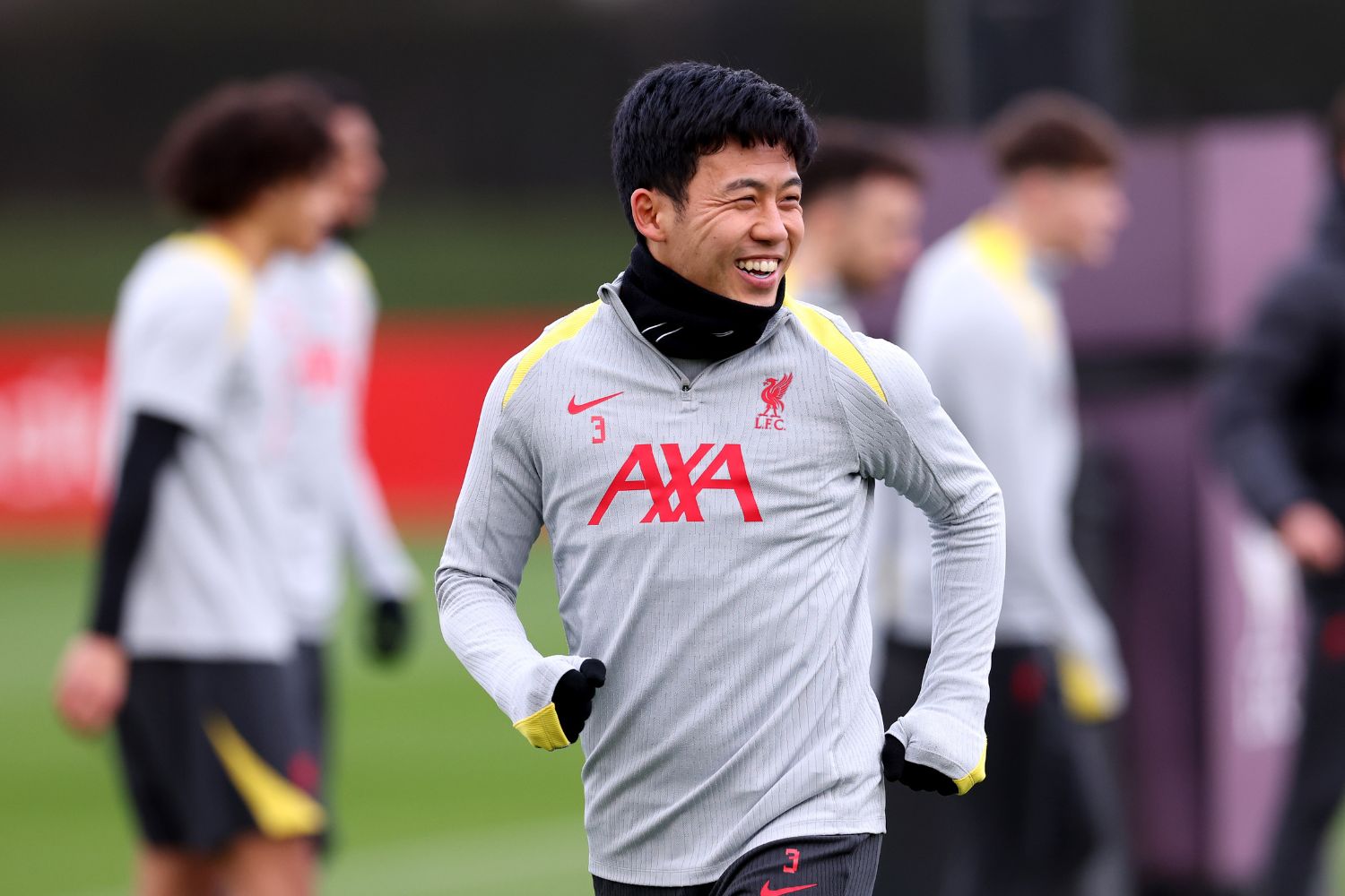 Wataru Endo trains for Liverpool