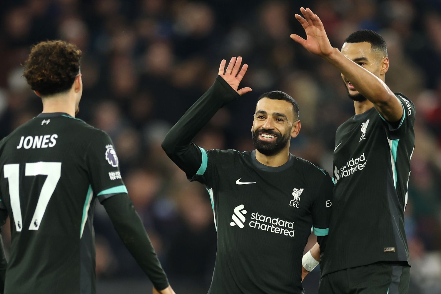 Salah and Gakpo celebrate against West Ham