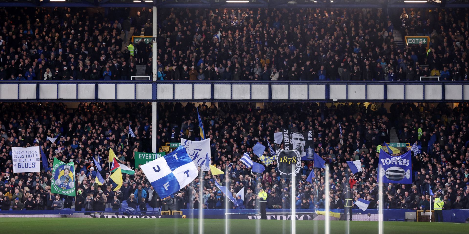 Everton fans with some 'Kopite behaviour' before a game at Goodison Park