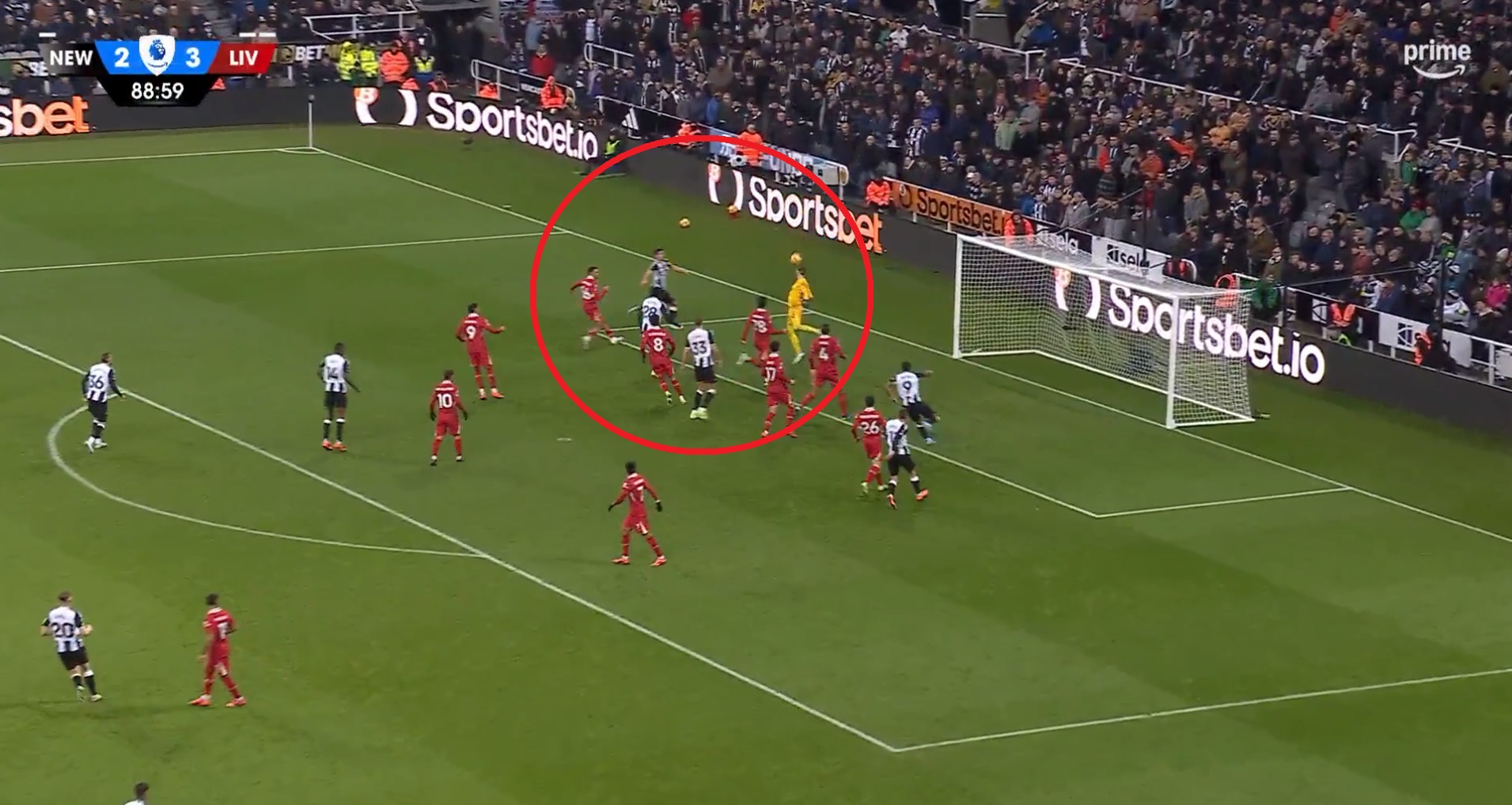 Trent Alexander-Arnold and Caoimhin Kelleher allow Fabian Schar to get the ball.