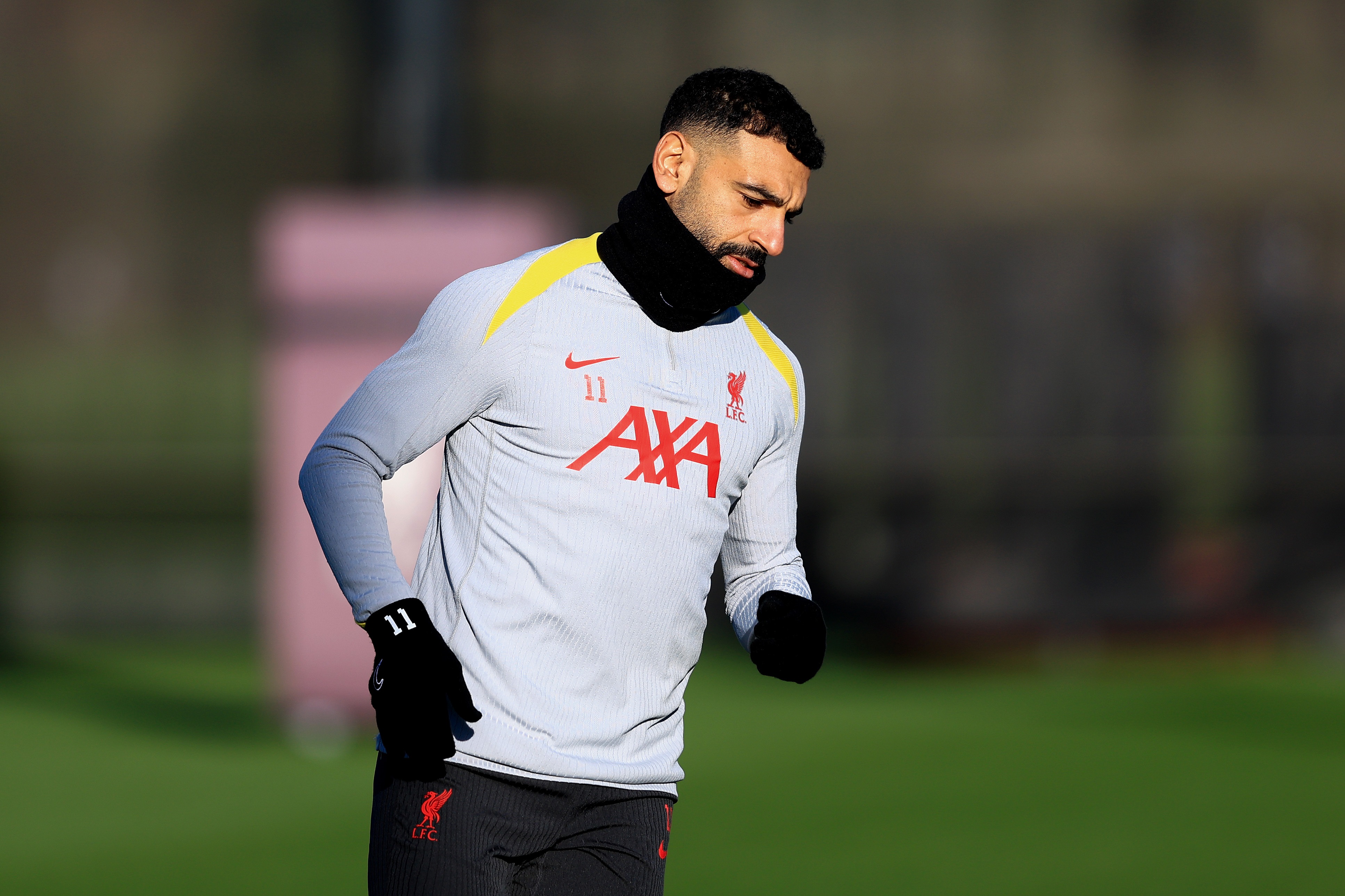 Mo Salah in Liverpool training at the AXA centre.