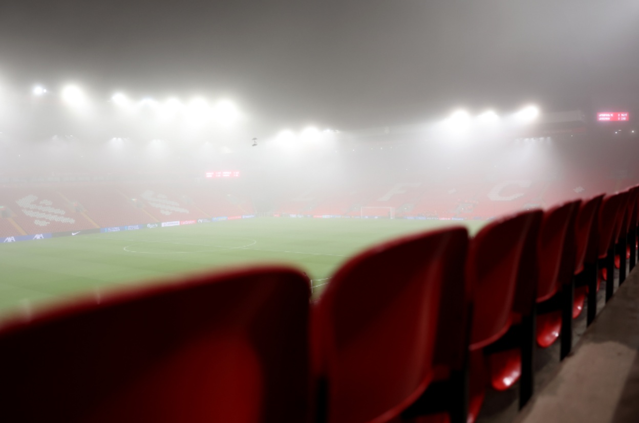 Anfield was enveloped in dense fog ahead of Liverpool v Leicester