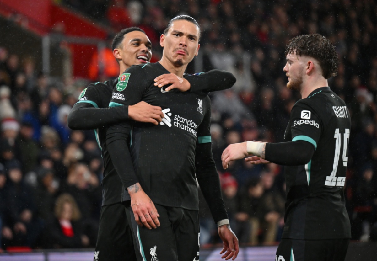 Darwin Nunez received a late rollicking from the Liverpool bench during the Carabao Cup win over Southampton