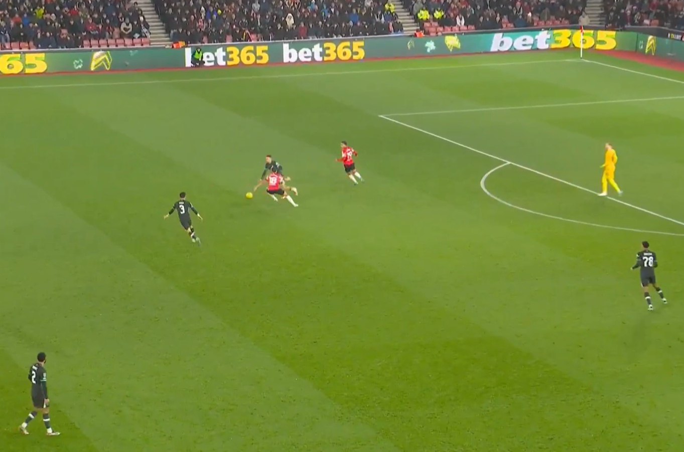 Trent Alexander-Arnold turns smartly in the lead-up to Darwin Nunez's goal against Southampton