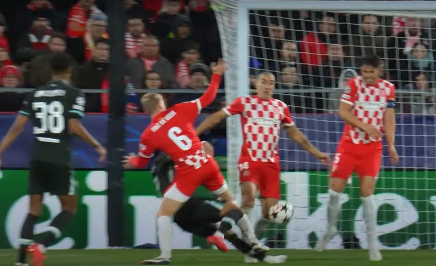 Donny van de Beek fouls Luis Diaz and gives away a penalty
