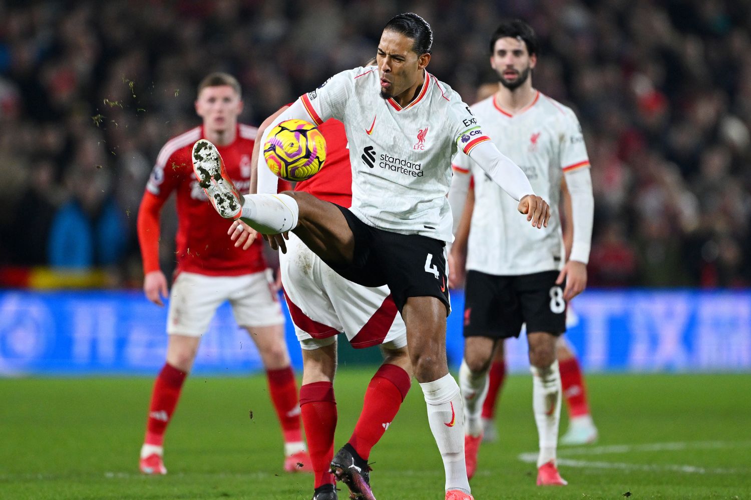 Virgil van Dijk plays against Nottingham Forest