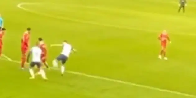 Curtis Jones is seemingly fouled against Tottenham