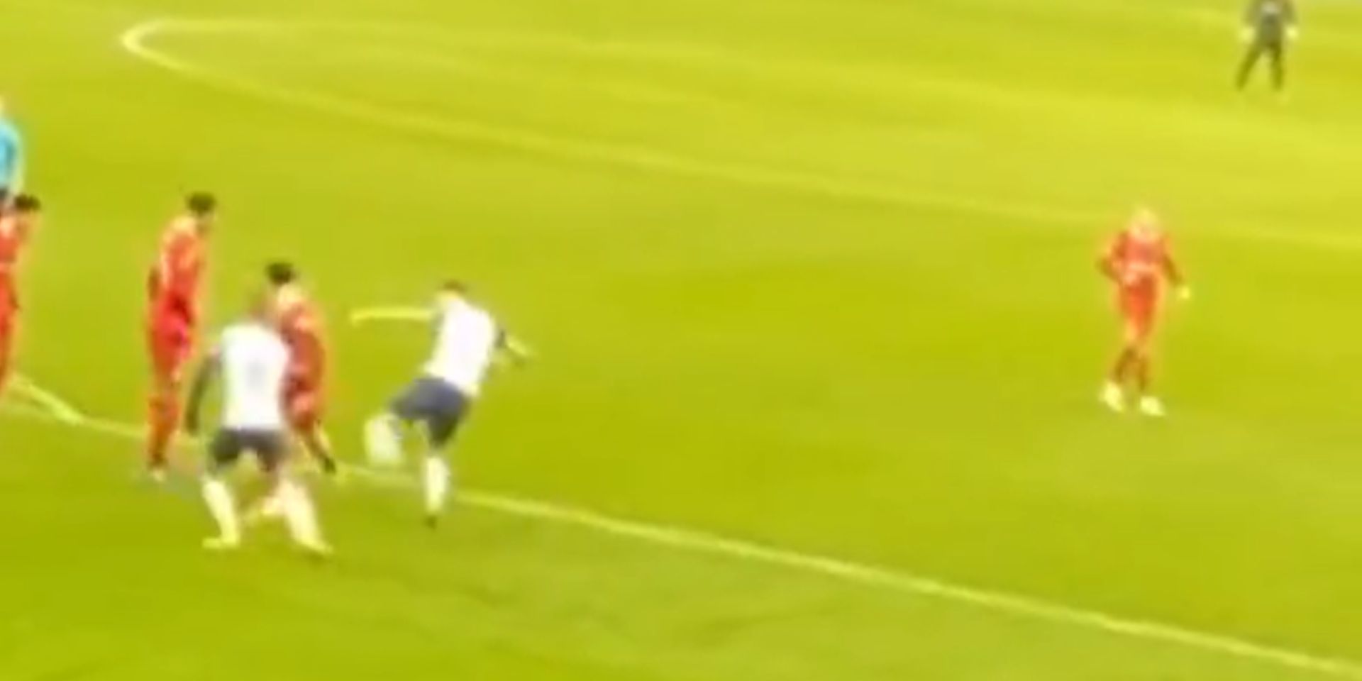 Curtis Jones is seemingly fouled against Tottenham