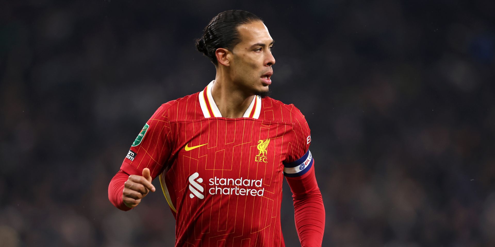 Virgil van Dijk in action against Tottenham