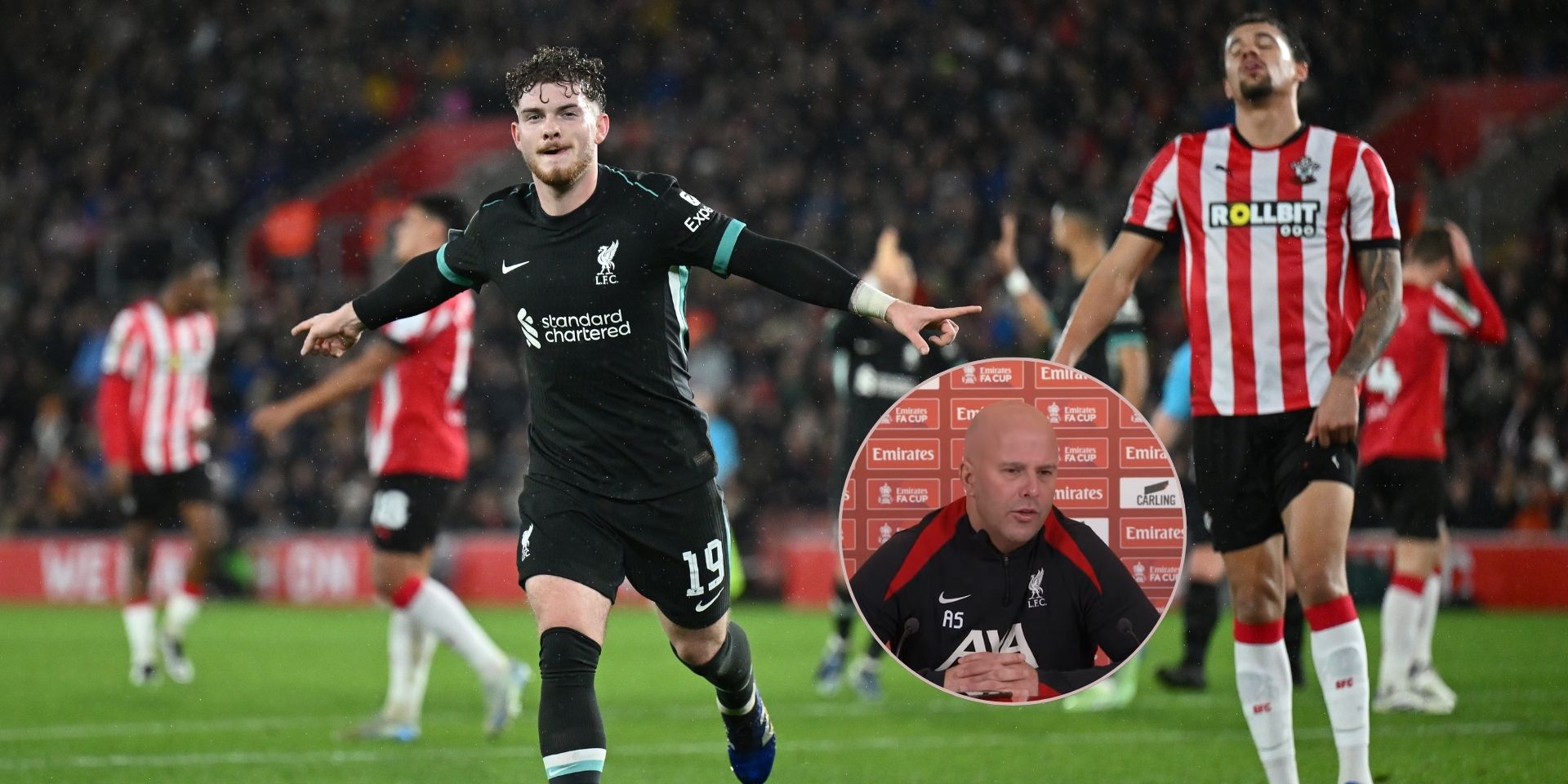 Harvey Elliott celebrates scoring for Liverpool