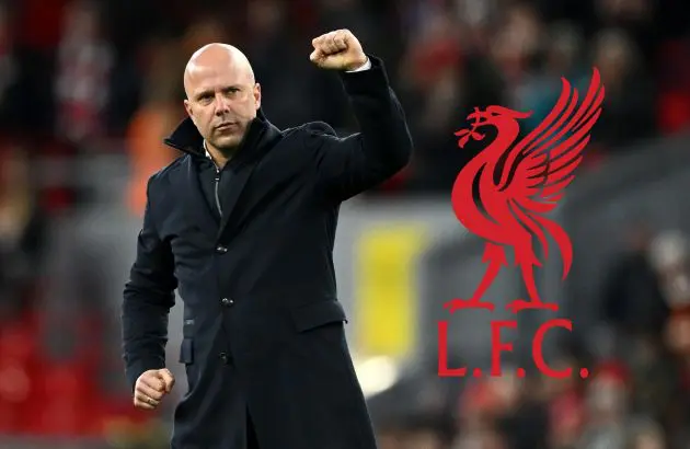 Arne Slot fist pumps the air after Liverpool win.