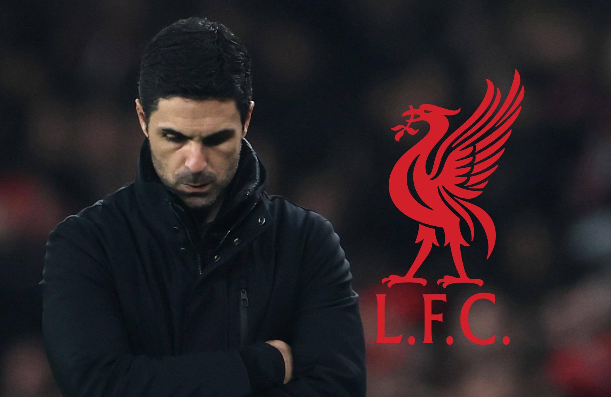 Arsenal manager Mikel Arteta looks dejected at the Emirates Stadium.