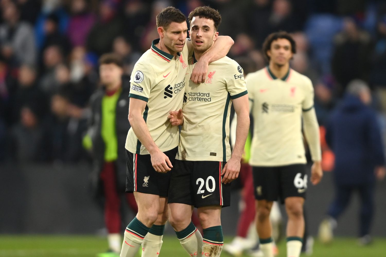 Diogo Jota with James Milner for Liverpool in 2022