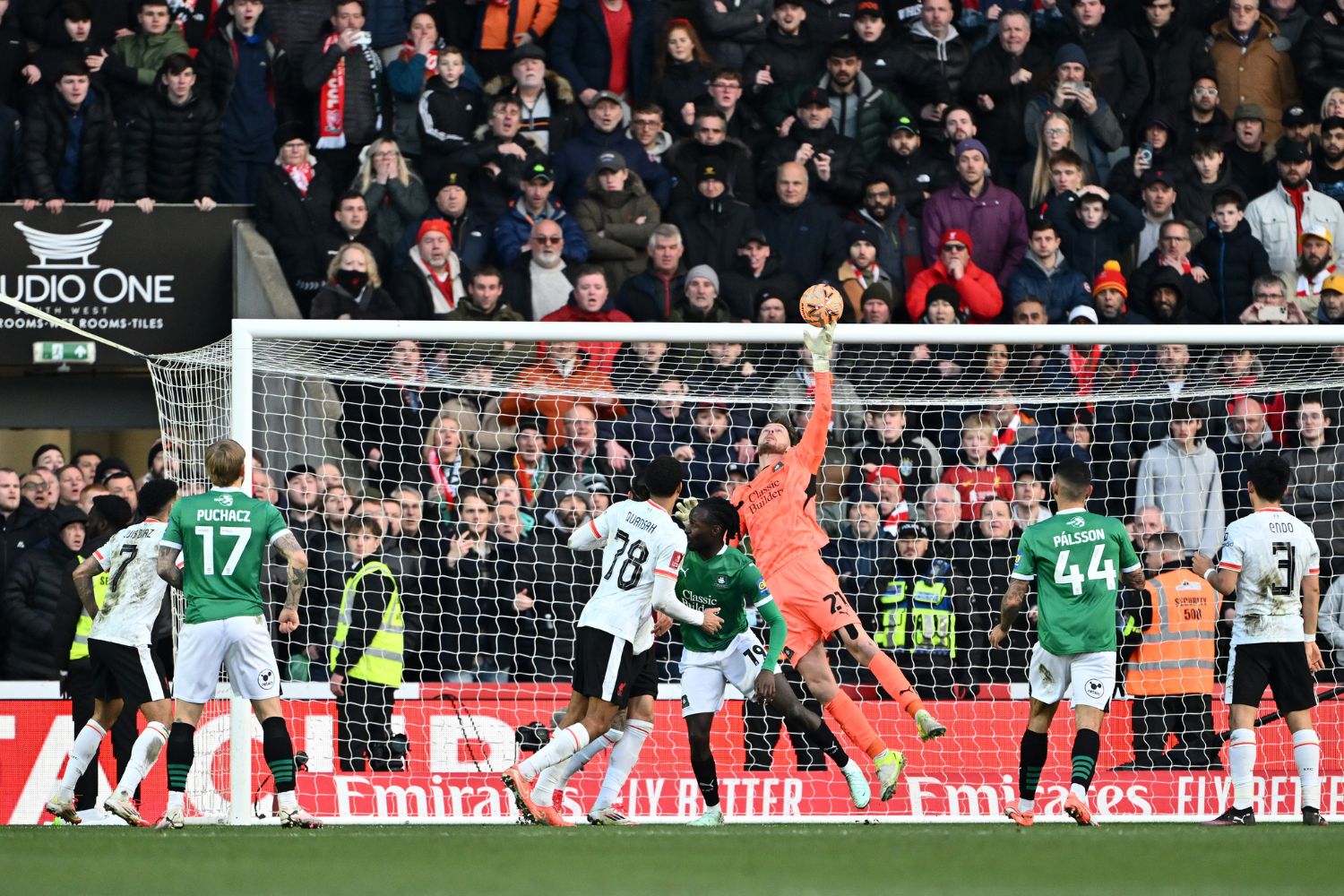 Conor Hazard saves for Plymouth against Liverpool