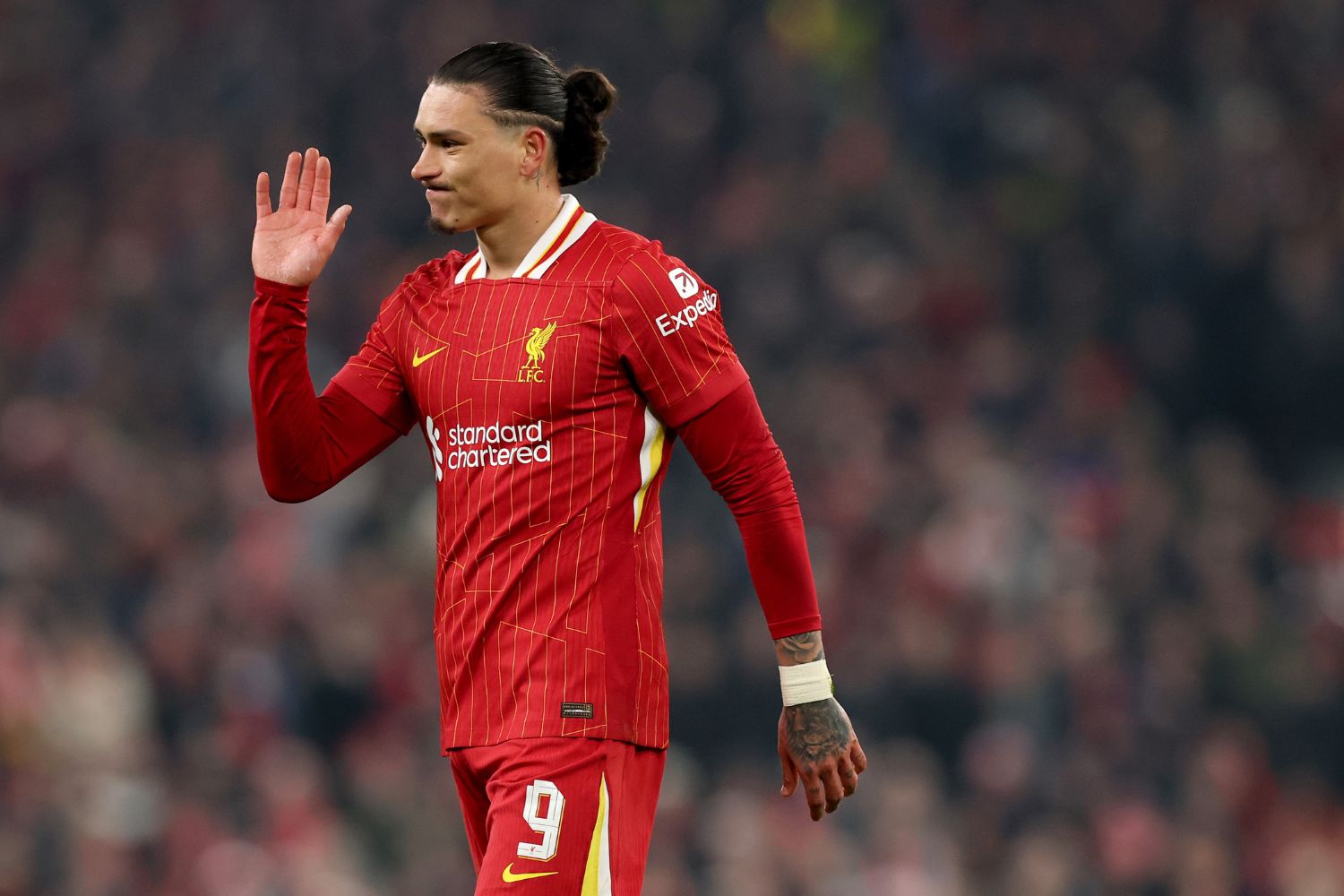 Darwin Nunez in action for Liverpool at Anfield