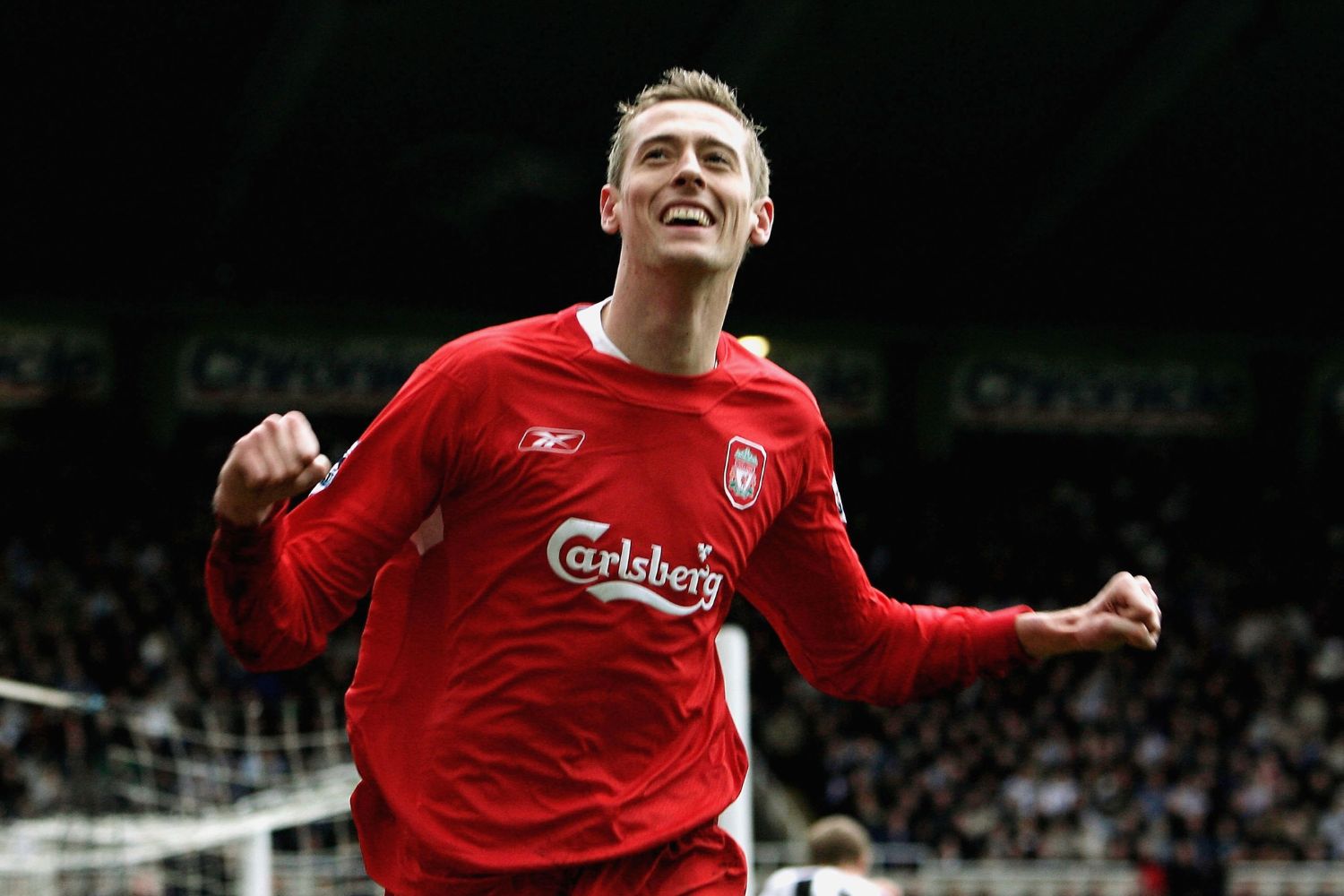Peter Crouch celebrates scoring for Liverpool