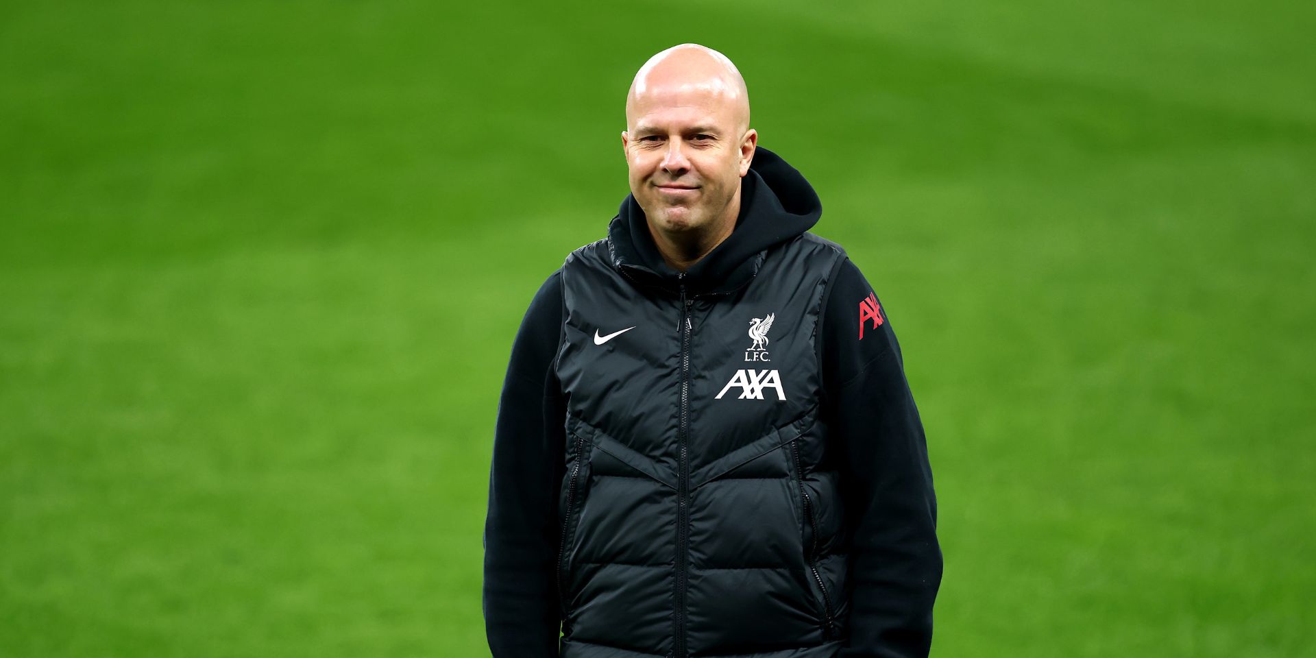 Arne Slot arrives at Villa Park