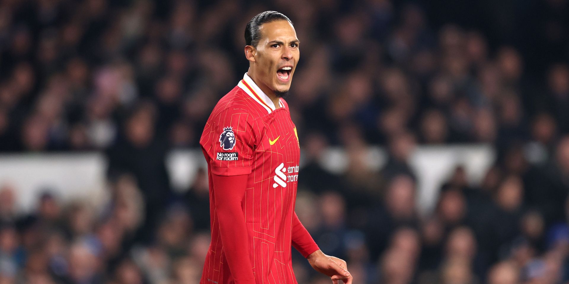 Virgil van Dijk in action against Everton