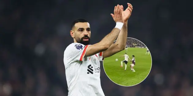 Mo Salah plays for Liverpool against Aston Villa