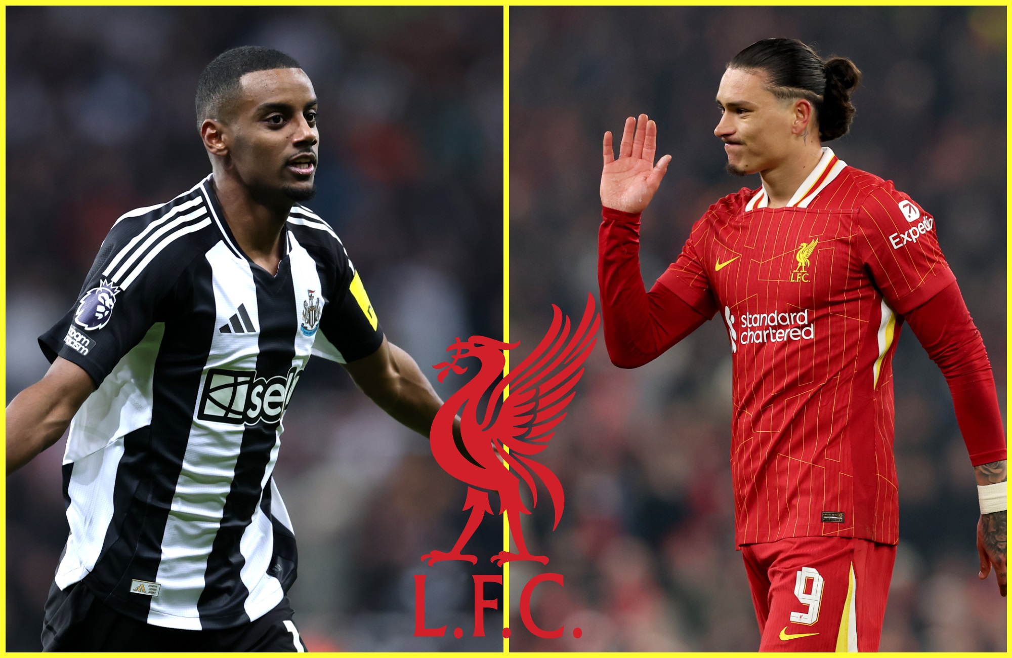 Darwin Nunez waves at celebrating Liverpool transfer target Alexander Isak.