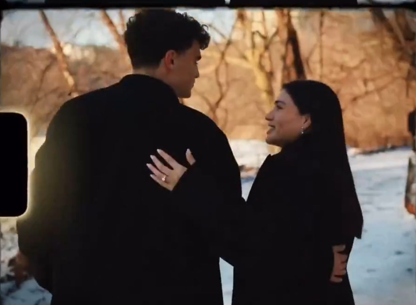 Stefan Bajcetic looks at his fiance Evaluna Rodriguez.