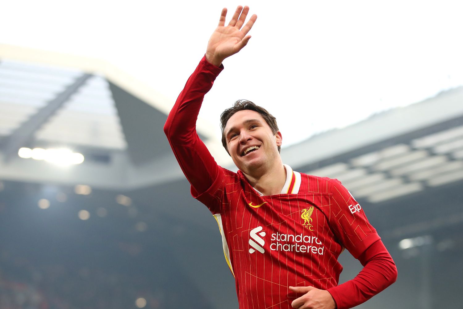 Federico Chiesa after scoring at Anfield