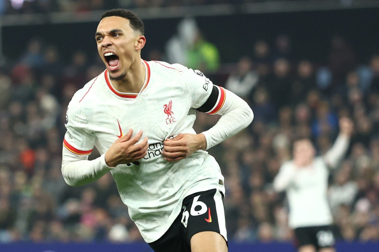 Trent Alexander-Arnold after scoring against Aston Villa