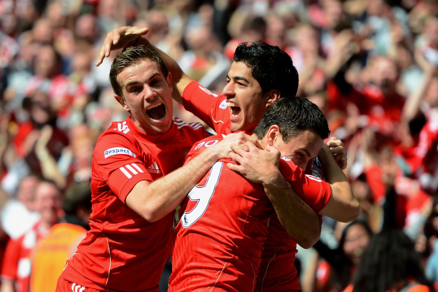 Jordan Henderson, Stewart Downing and Luis Suarez