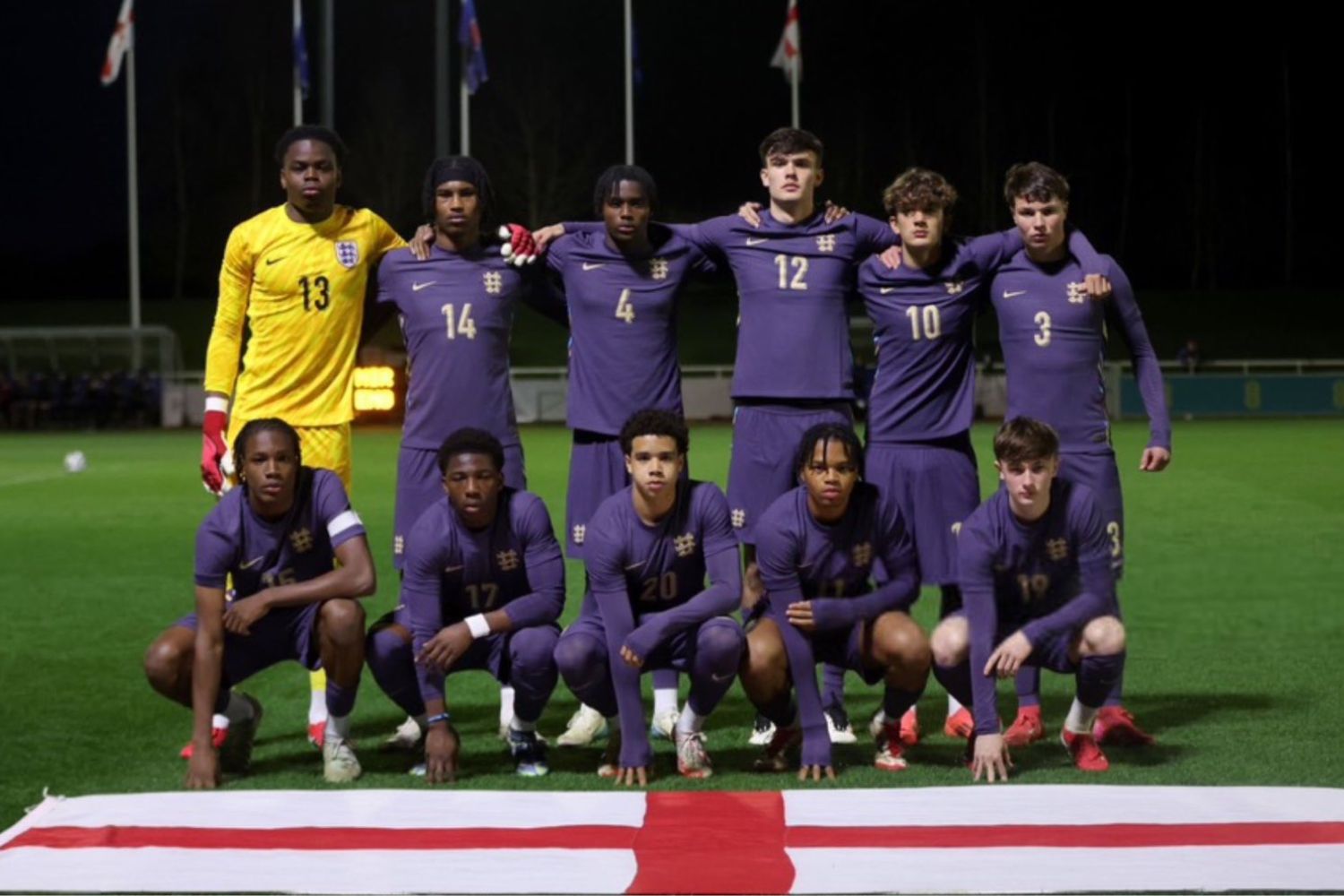 Rio Ngumoha lines up with England's Under-17s